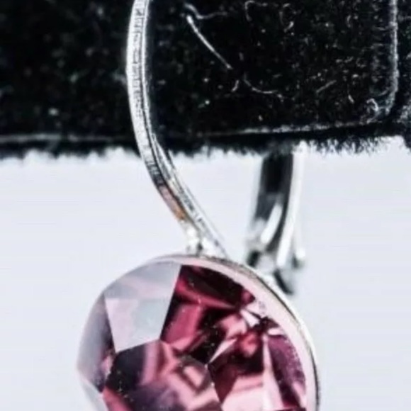 925 Sterling Silver Earrings With Aprox 4ct Swarovski Éléments Pink Quartz - Picture 2 of 2